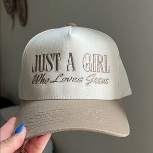 Trucker Hat Cream and Tan with Embroidery